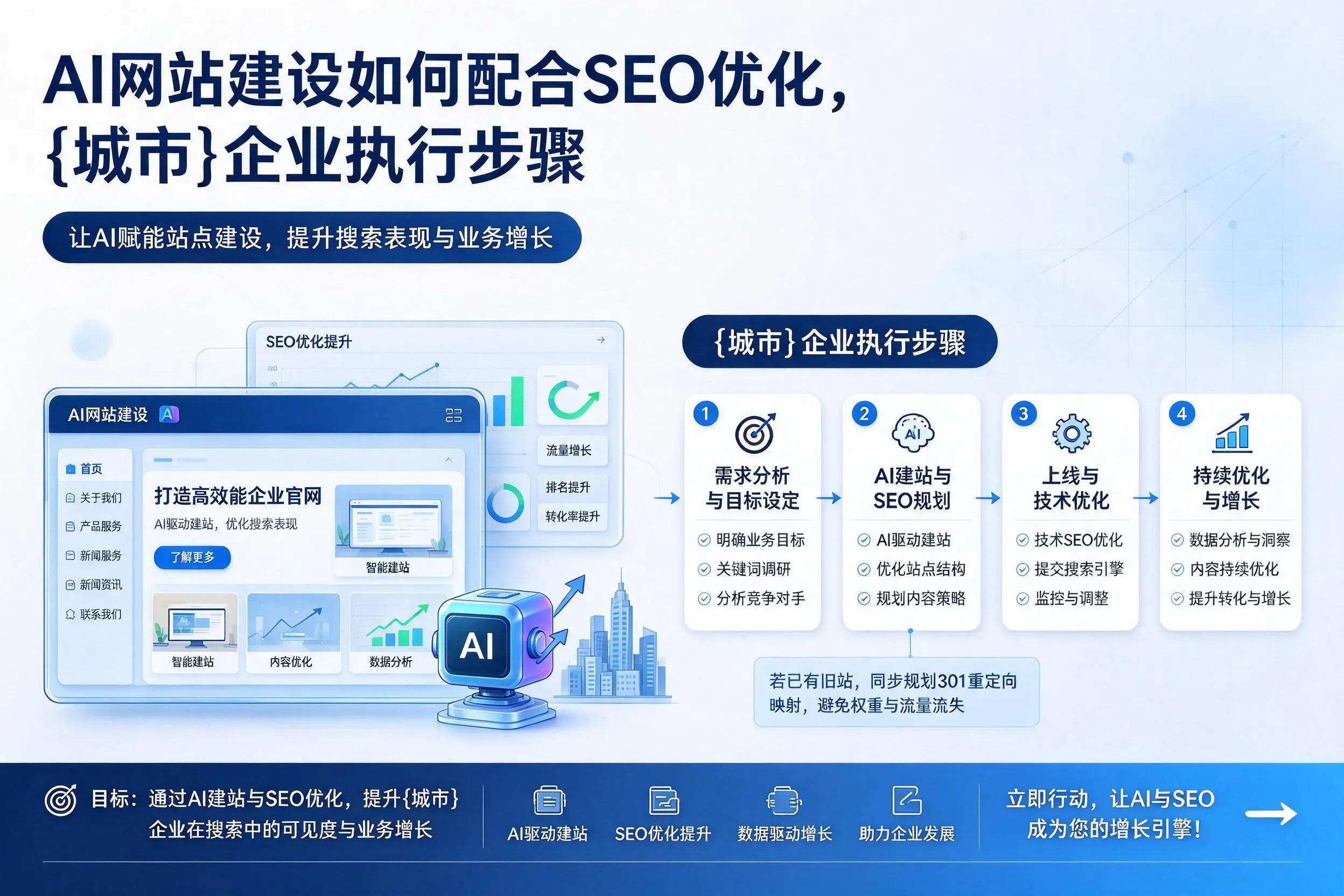 AI网站建设如何配合SEO优化，保亭企业执行步骤