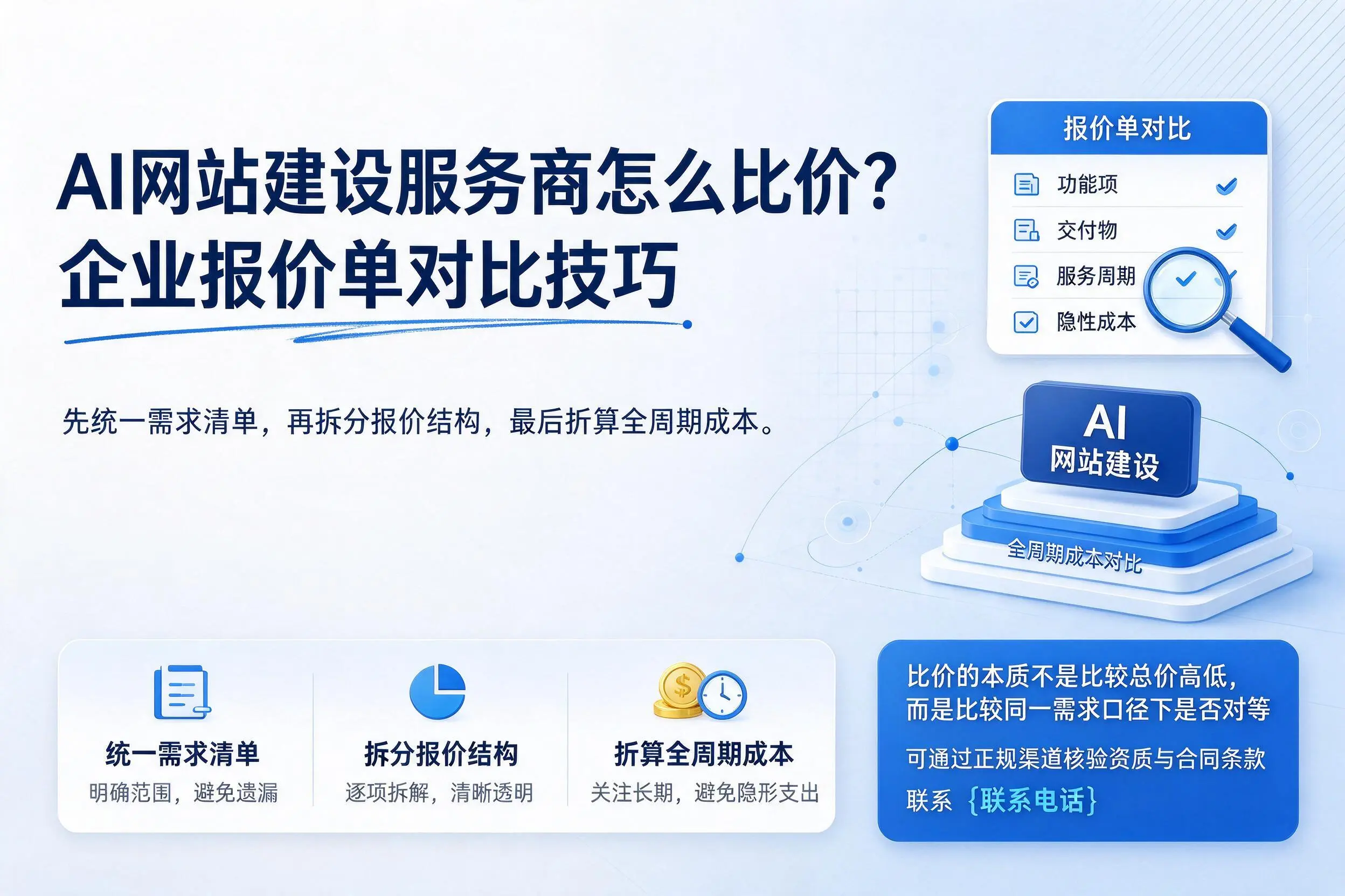 AI网站建设服务商怎么比价？保亭企业报价单对比技巧