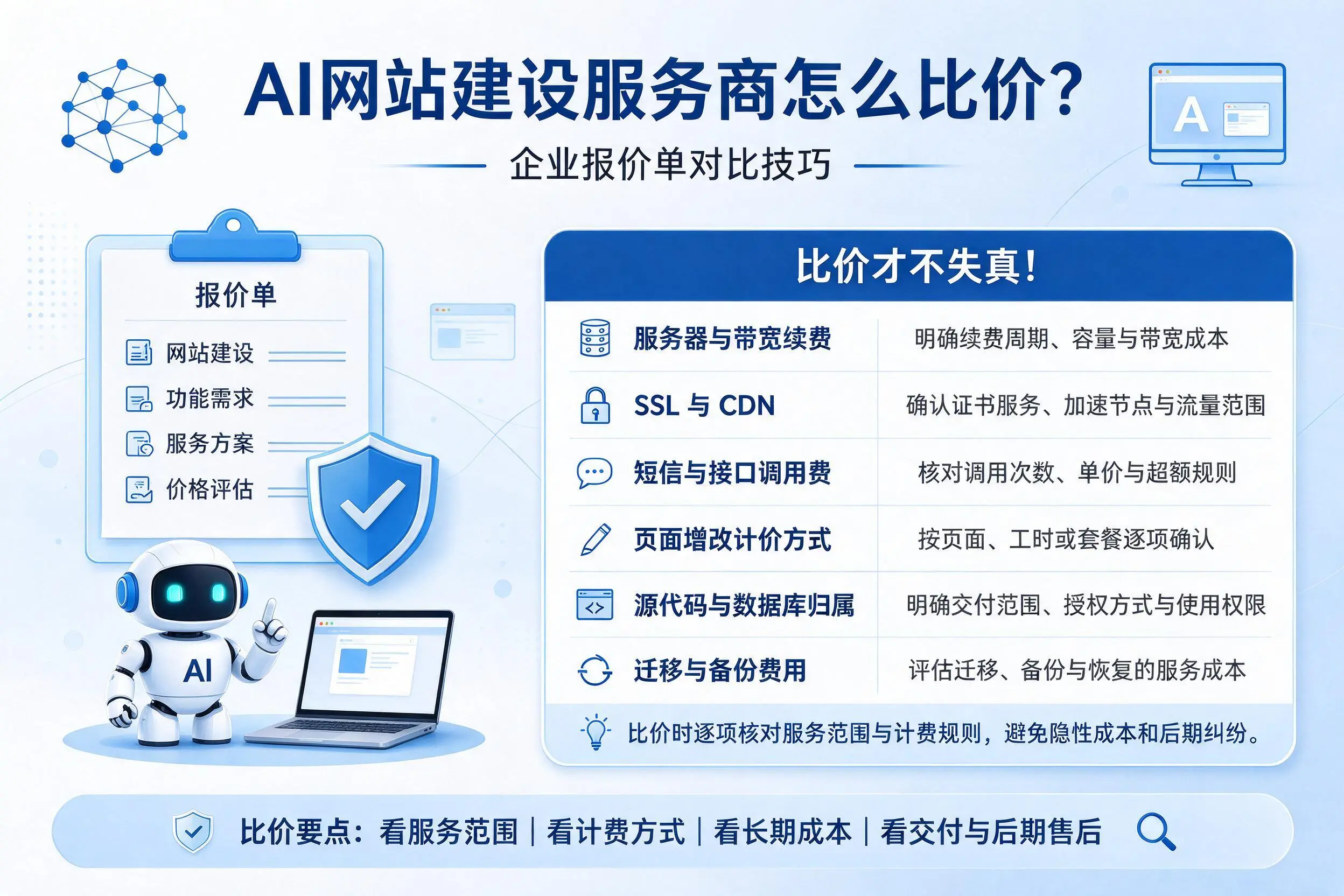 AI网站建设服务商怎么比价？保亭企业报价单对比技巧