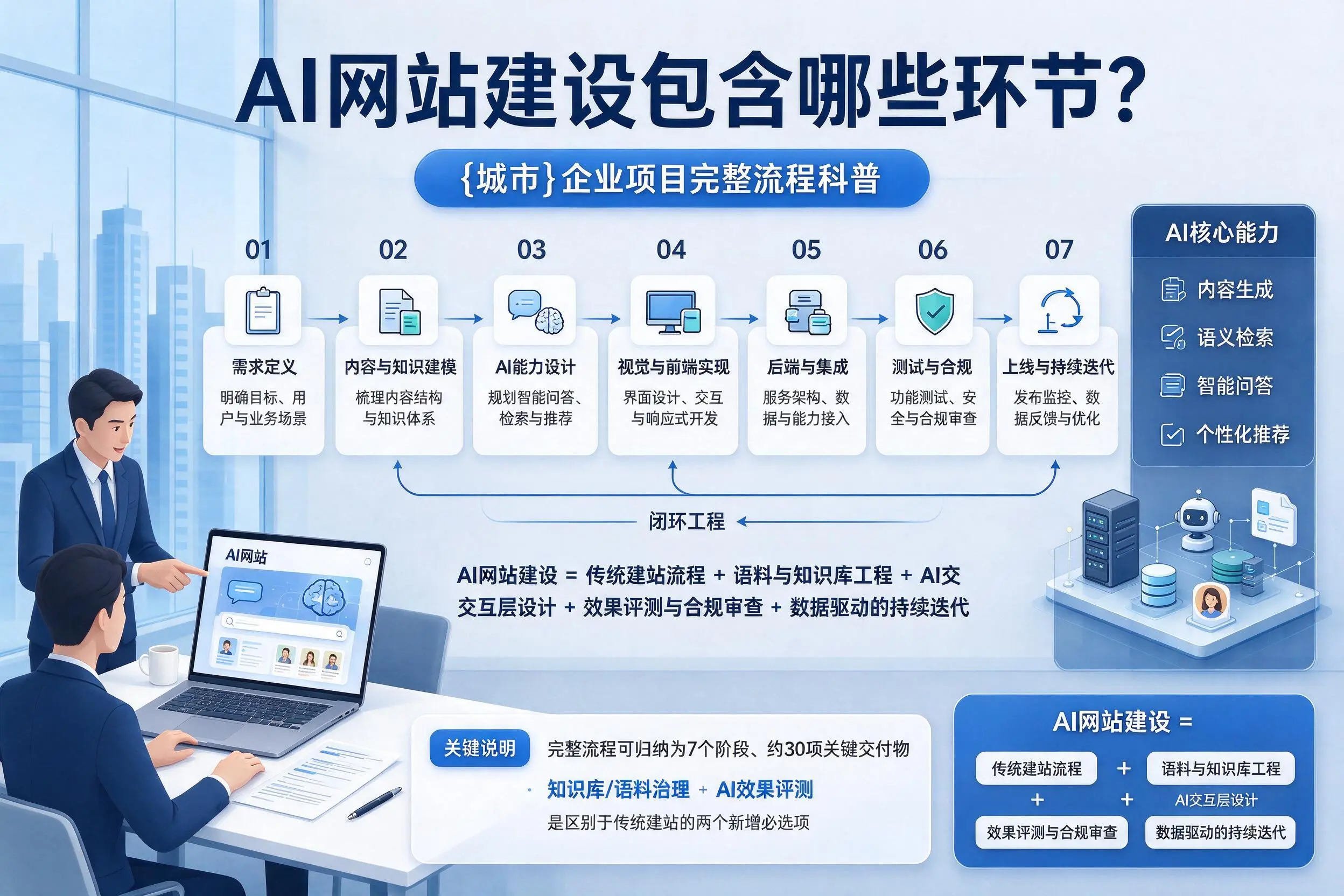 AI网站建设包含哪些环节？保亭企业项目完整流程科普